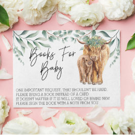 Bücher für Baby Shower Highland Cow Eucalyptus Begleitkarte