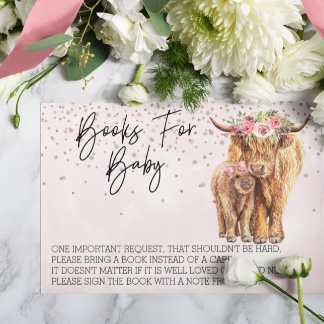Bücher für Baby Shower Highland Kuh Pink Calf Begleitkarte (Von Creator hochgeladen)