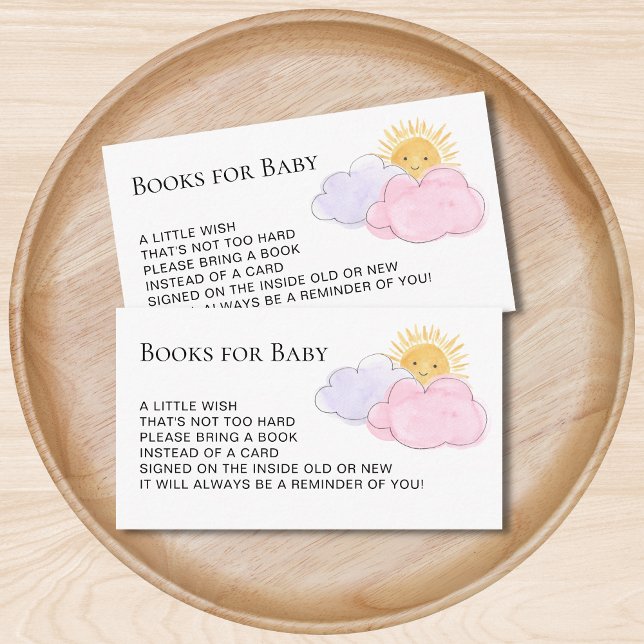 Bücher für Baby Sun and Clouds Girl's Baby Shower Begleitkarte (Von Creator hochgeladen)
