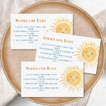 Bücher für Baby Sun Boys Babydusche Begleitkarte<br><div class="desc">Diese Bücher für Baby Boy's Baby Shower Umschließkarten sind mit einer gelben Aquarellsonne und blauen Typografie dekoriert. Der Text ist anpassbar. Original Wasserfarbe © Michele Davies.</div>