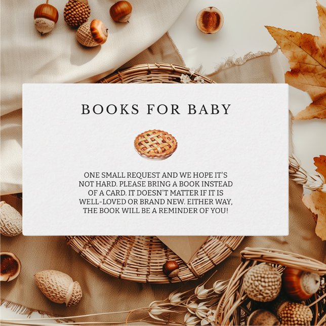 Bücher für Baby Süsse Pie Fall Babydusche Begleitkarte (Books for baby Cutie Pie Fall Themed Baby Shower)