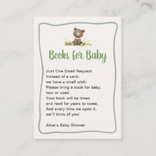 Bücher für Baby Süßer Bär Baby Shower Begleitkarte