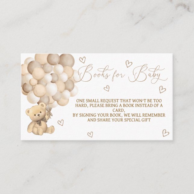 Bücher für Baby-Teddy-Bär Begleitkarte (Vorderseite)