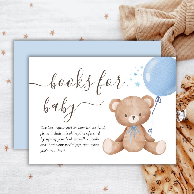 Bücher für Baby | Teddy Bear Balloon Babydusche Begleitkarte (Von Creator hochgeladen)
