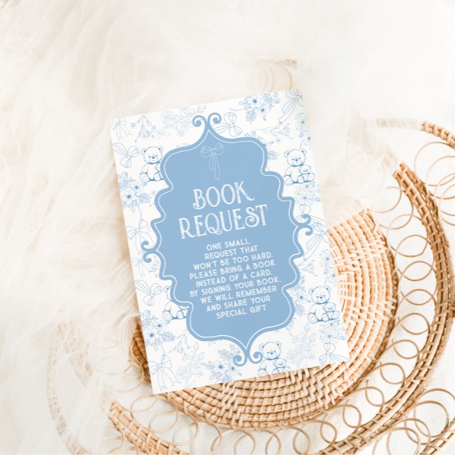 Bücher für Baby Toile de Jouy Bear Blue Begleitkarte (Von Creator hochgeladen)