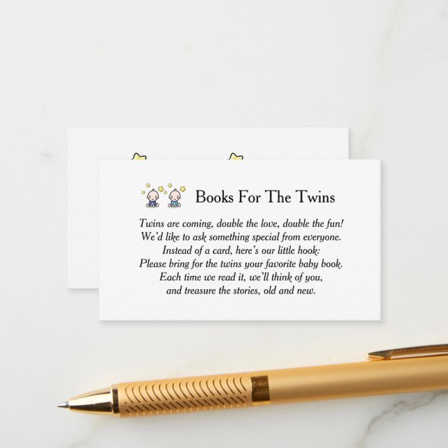 Bücher für Baby-Twins, Buchanfrage, Zweibettzimmer Begleitkarte (Vorderseite/Rückseite Beispiel)