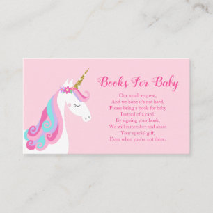 Bücher für Baby Unicorn Pink Babydusche Begleitkarte