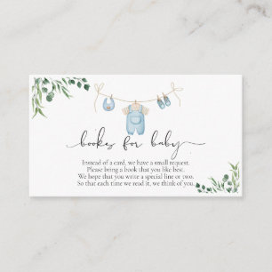 Bücher für Baby Wäscherei Blue Greenery Baby Dusch Begleitkarte