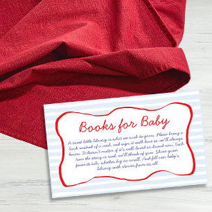 Bücher für Baby Wavy Rahmen Blau & Rot Babyparty Begleitkarte