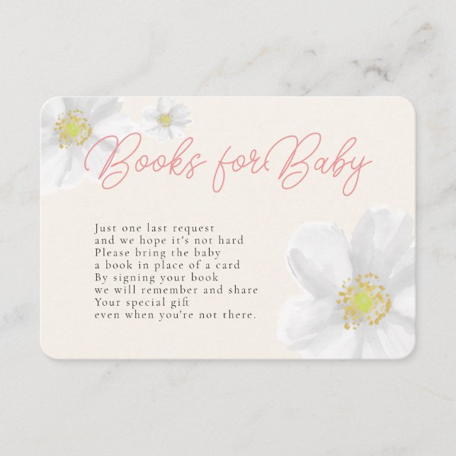 Bücher für Baby White Daisy Watercolor Floral Begleitkarte (Vorderseite)