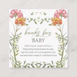 Bücher für Baby Wiesenblumen Baby Shower Begleitkarte
