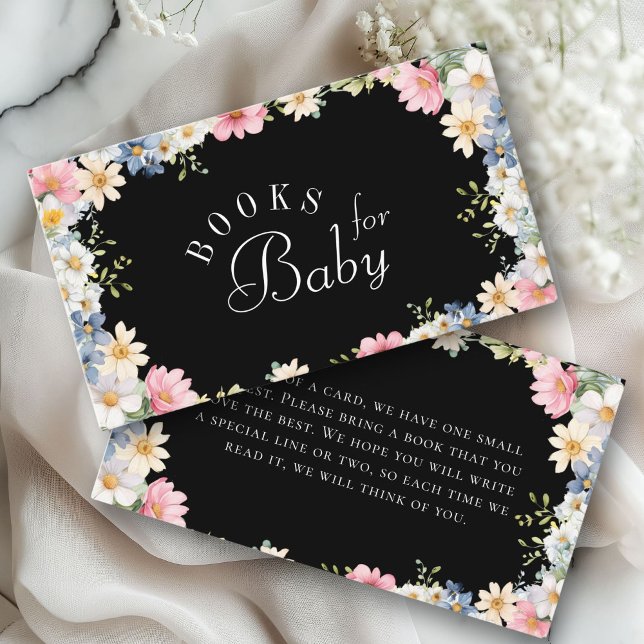 Bücher für Baby! Wildblume Babydusche Begleitkarte (Books for Baby! Wildflower Baby Shower Enclosure Card. For Baby Girl & Baby Boy.)