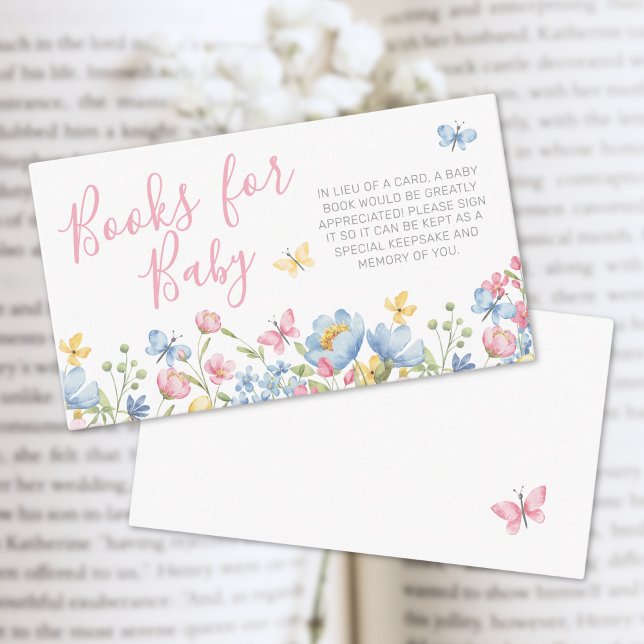 Bücher für Baby-Wildblume-Babydusche Begleitkarte (Books For Baby Wildflower Baby Shower Enclosure Card )