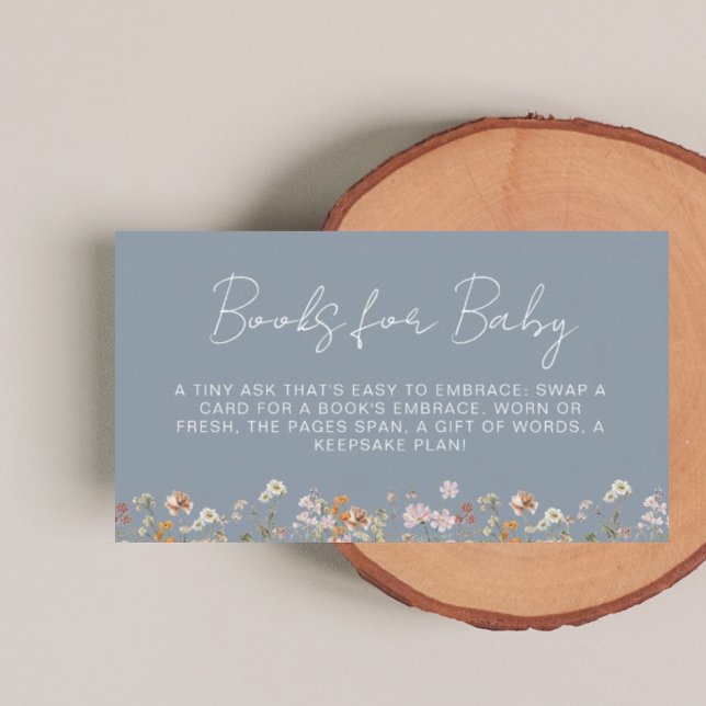 Bücher für Baby Wildblume Dusty Blue Baby Dusche Begleitkarte (Von Creator hochgeladen)
