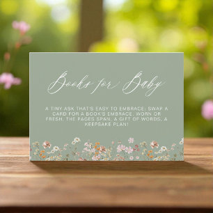Bücher für Baby Wildblume Sage Green Baby Dusche Einladung
