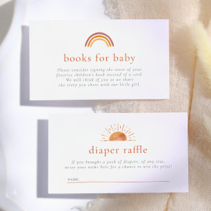 Bücher für Baby & Windel-Raffle Sonnige Babyparty Begleitkarte
