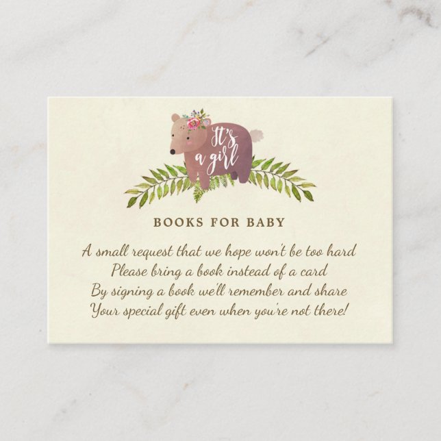 Bücher für Babybuchanfragen niedliche Bärenfrau Begleitkarte (Vorderseite)