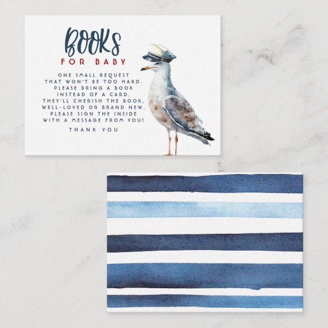 Bücher für Babydusche Begleitkarte (Vorne/Hinten)