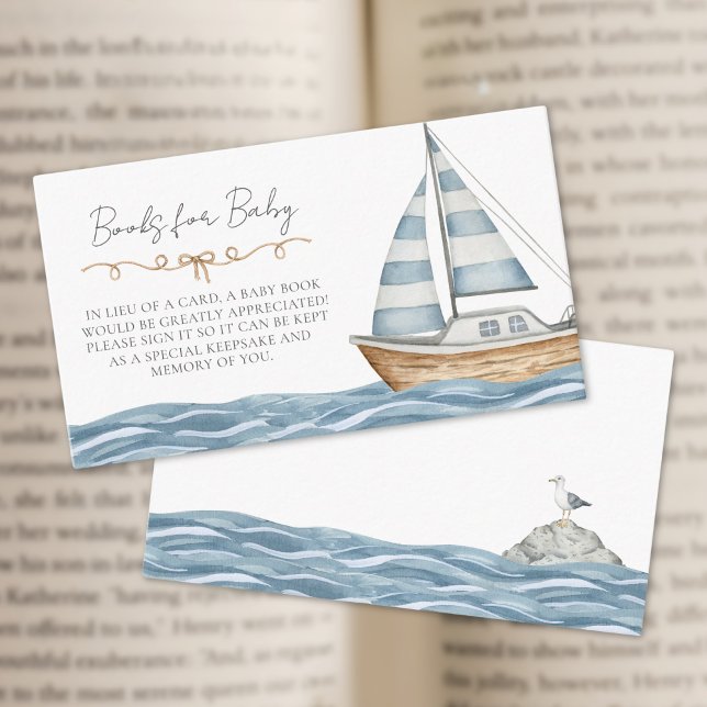 Bücher für Babydusche Begleitkarte (Books For Baby Nautical Baby Shower Enclosure Card)