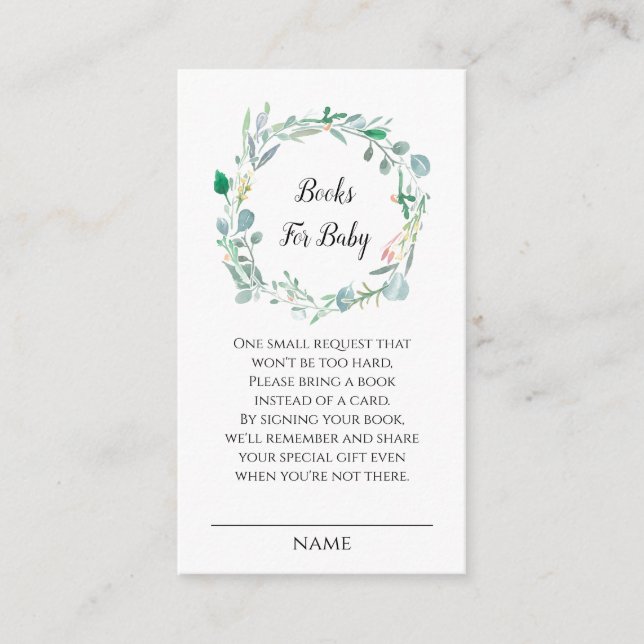 Bücher für Babydusche, Blumenkoffer Begleitkarte (Vorderseite)