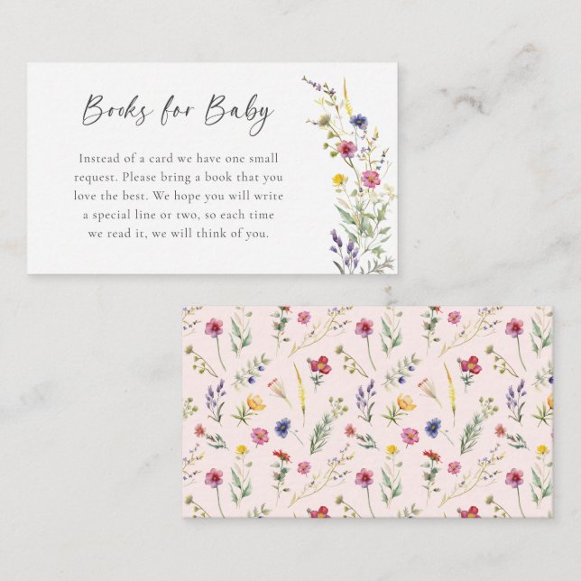 Bücher für Babydusche der Wildblume Begleitkarte (Vorne/Hinten)