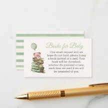Bücher für Babydusche Einsteckkarte - Vintager Bär