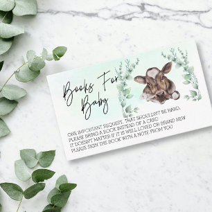 Bücher für Babydusche Kuh Calf Wasserfarbe Begleitkarte