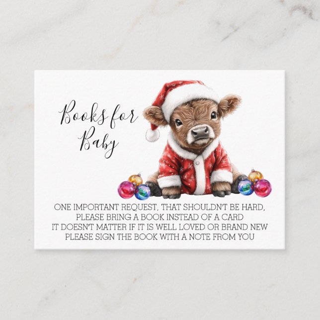 Bücher für Babydusche Weihnachtskühe Begleitkarte (Vorderseite)