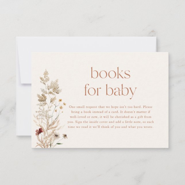 Bücher für Babykarte, Fall Modernes Blumenbaby Einladung (Vorderseite)