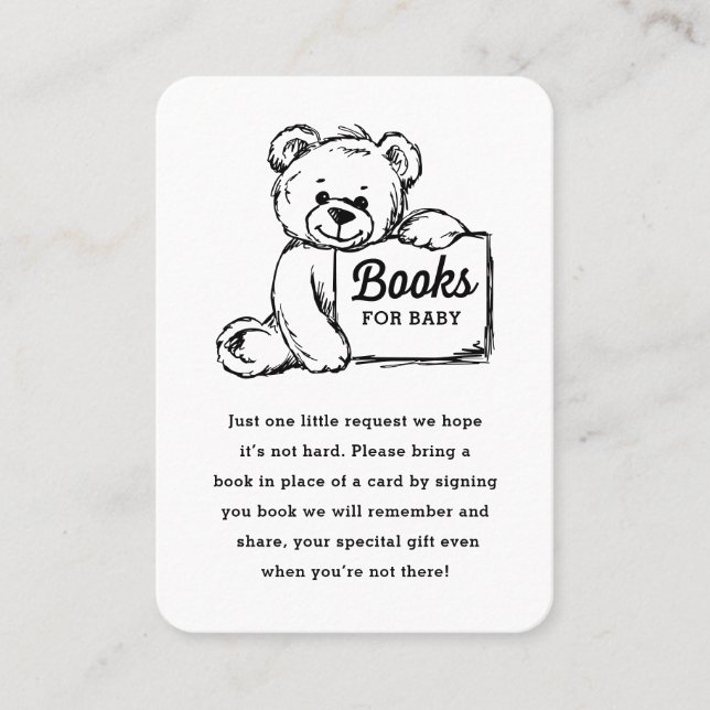 Bücher für Babykarte, Minimalistische Babydusche Platzkarte (Vorderseite)