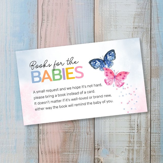 Bücher für Babys Butterflies Twins Baby Dusche Begleitkarte (Von Creator hochgeladen)