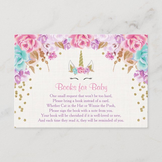 Bücher für Babys, Einhorn-Buchanfragen-Beilagen Begleitkarte (Vorderseite)