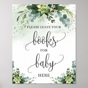 Bücher für Babyschild mit üppiger Vegetation Poster