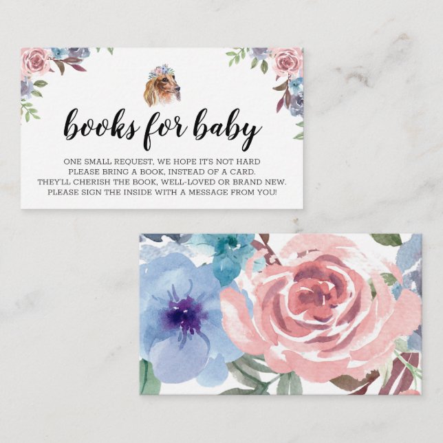 Bücher für Dackel-Aquarellenkarte für Kinder Begleitkarte (Vorne/Hinten)