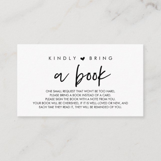 Bücher für das Baby, Moderne Bitte bringen Sie ein Begleitkarte (Vorderseite)