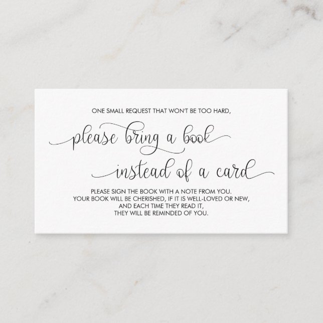 Bücher für das Baby, Moderne Handschrift Schwarz Begleitkarte (Vorderseite)