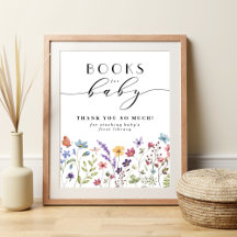 Bücher für die Babyfeder-Babydusche für Wildblumen