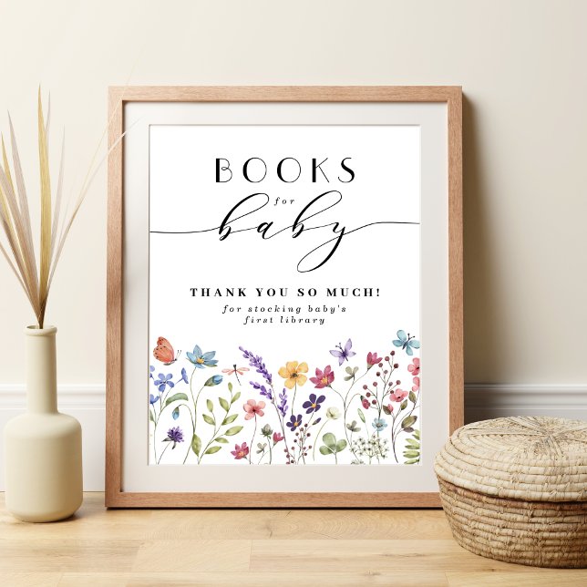 Bücher für die Babyfeder-Babydusche für Wildblumen Poster (Von Creator hochgeladen)