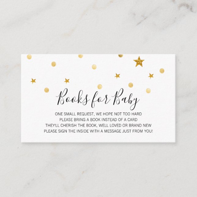 Bücher für die Beipackkarte mit goldenem Glitzer Begleitkarte (Vorderseite)