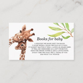 Bücher für die Buchanfrage für Babydusche Giraffe Visitenkarte