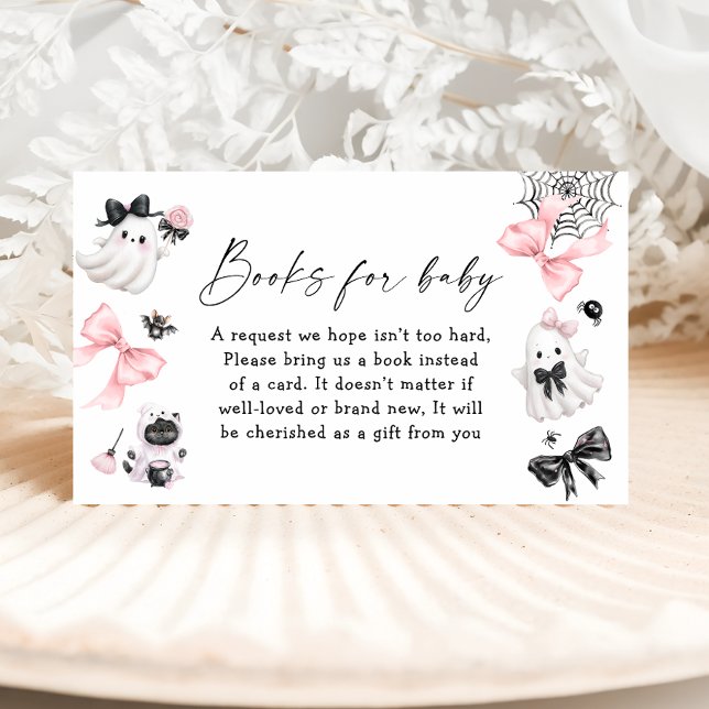 Bücher für die Halloween Pink Baby Dusche Begleitkarte (Von Creator hochgeladen)