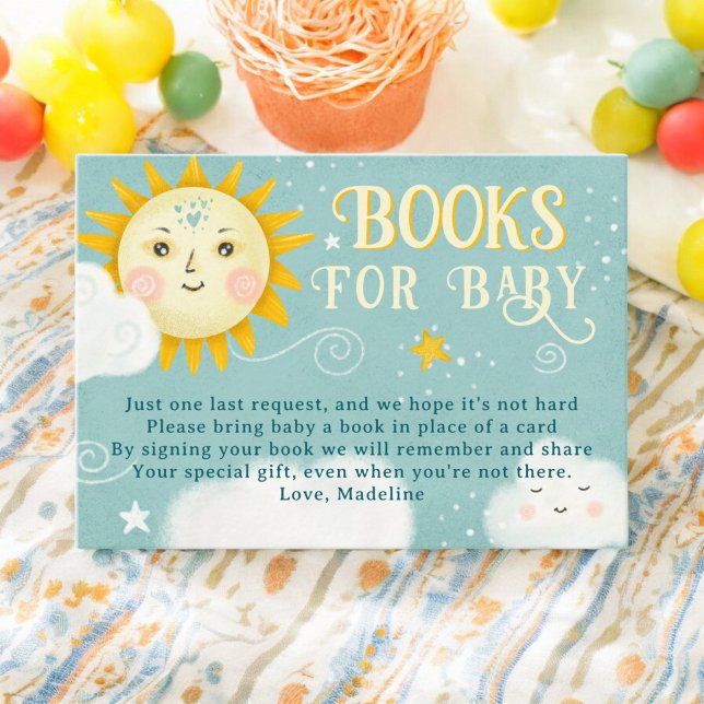 Bücher für die Sonne und die Wolken für das Baby Begleitkarte (Retro whimsical Sun and Clouds books for baby Enclosure Card)