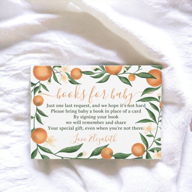 Bücher für die Süsse von Zitrusfrüchten Begleitkarte (Botanical citrus orange cutie books for baby enclosure card)
