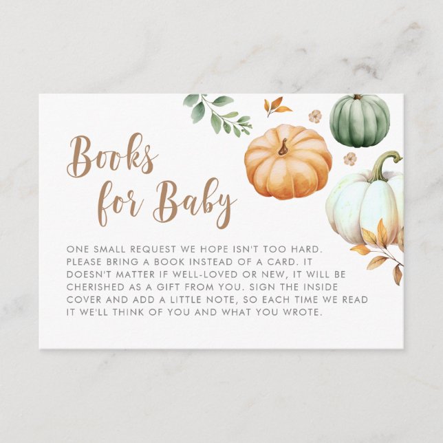 Bücher für Kinder | Pumpkin Autumn Fall Baby Showd Begleitkarte (Vorderseite)