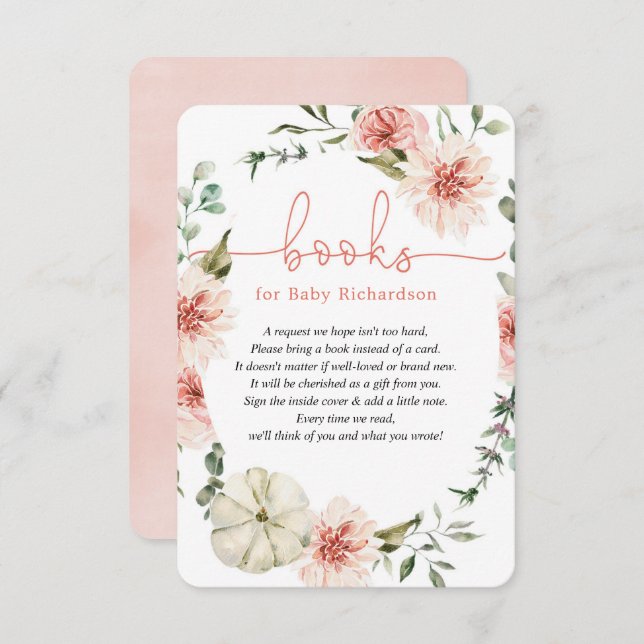 Bücher für Kürbiskürbis Babydusche E Begleitkarte (Vorne/Hinten)