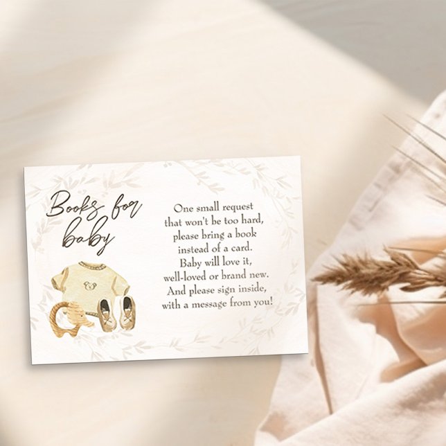 Bücher für neutrale Baby-Gender-Babykleidung Begleitkarte (Book Request Card - from my Baby Clothes Baby Shower Collection)