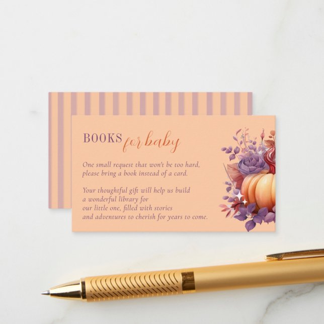 Bücher für Niedliche Baby Pumpkin Baby Dusche Begleitkarte (Vorderseite/Rückseite Beispiel)