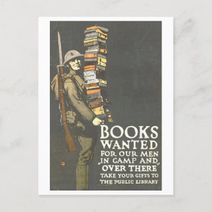 Bücher für Soldiers Vintage Poster Postkarte