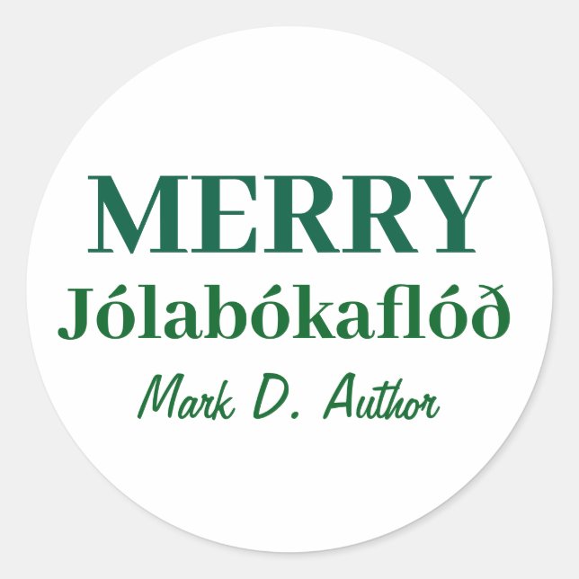 Bücher & gemütliche Nächte: Merry Jolabokaflod Runder Aufkleber (Vorderseite)
