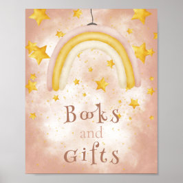 Bücher & Geschenke Boho Regenbogen goldene Sterne Poster